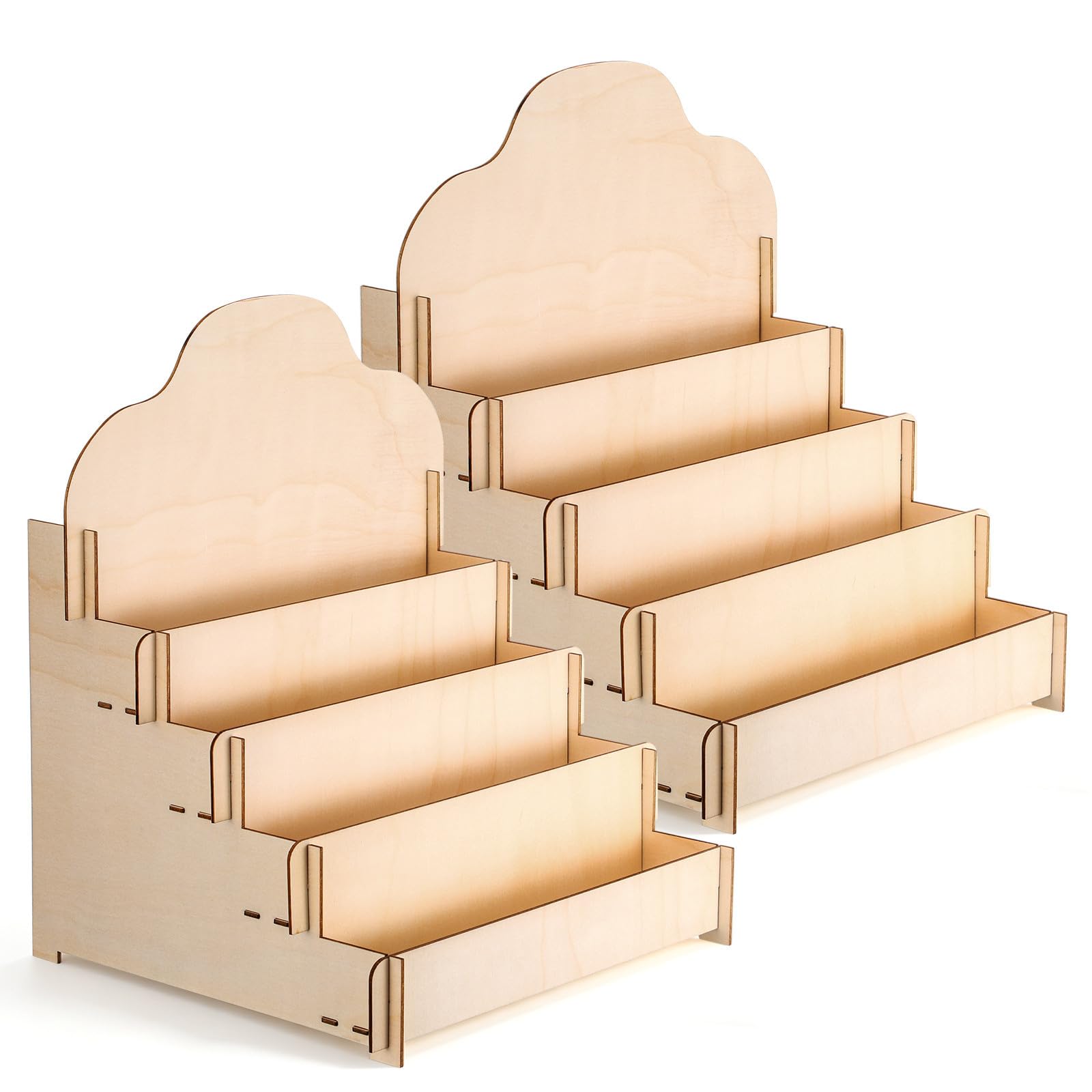 Expositor de madera beige para tarjetas de felicitación minkissy con diseño escalonado