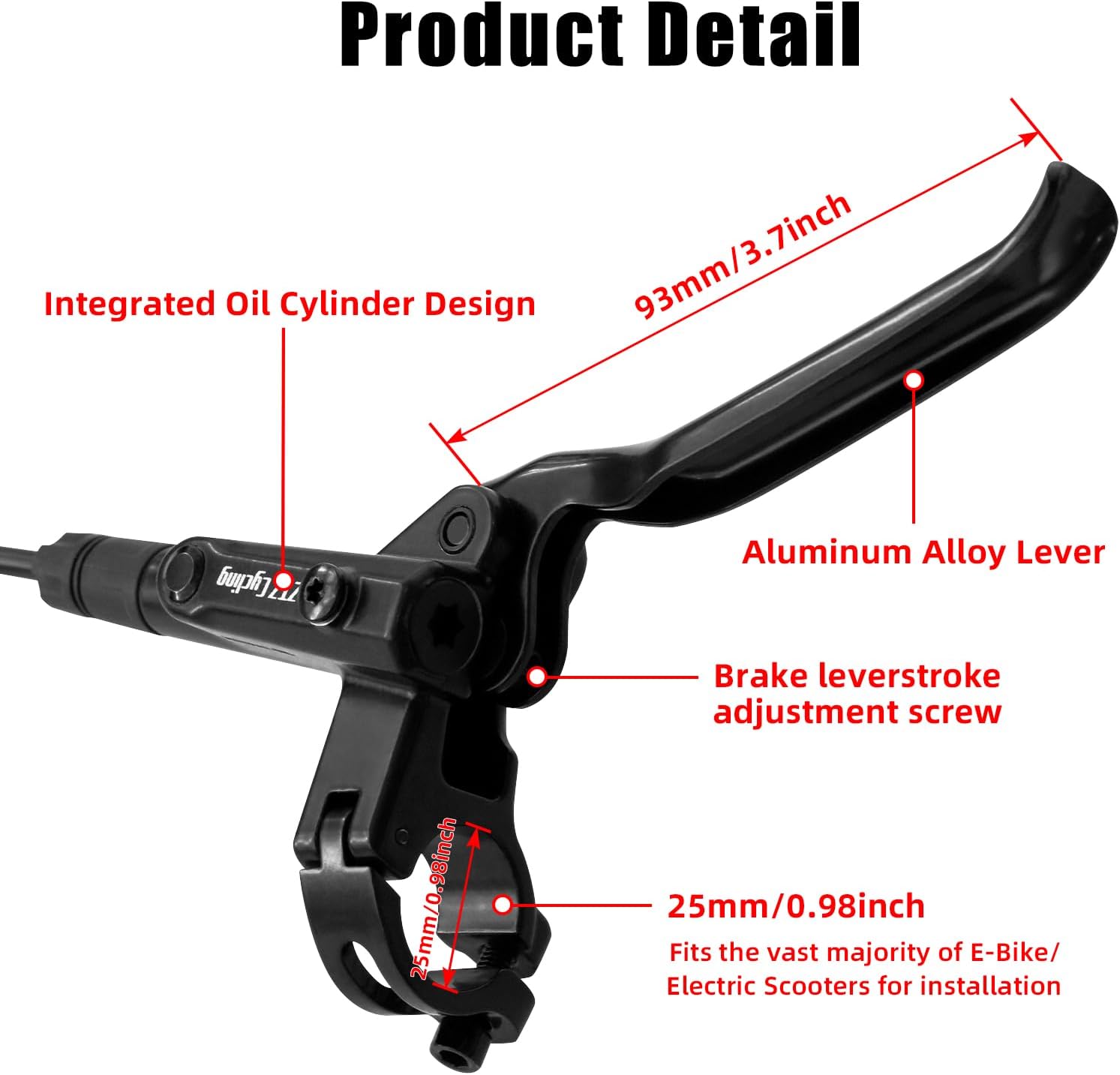 ZTZ MTB Hydraulic Disc Brake Set, Dual Piston Hydraulic Brake Kit with 160mm Rotors for Mountain Bike（Left Front 850mm and Right Rear 1550mm） (Front+Rear)