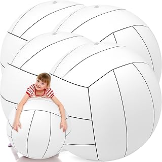 Libima 27 Inch Giant Inflatable Volleyball Large Inflatable Beach Volleyball Inflatable Sports Balls White Volleyball Beach Pool Games Toys for Outdoor Activity Games Sports Themed Party (4 Pcs)