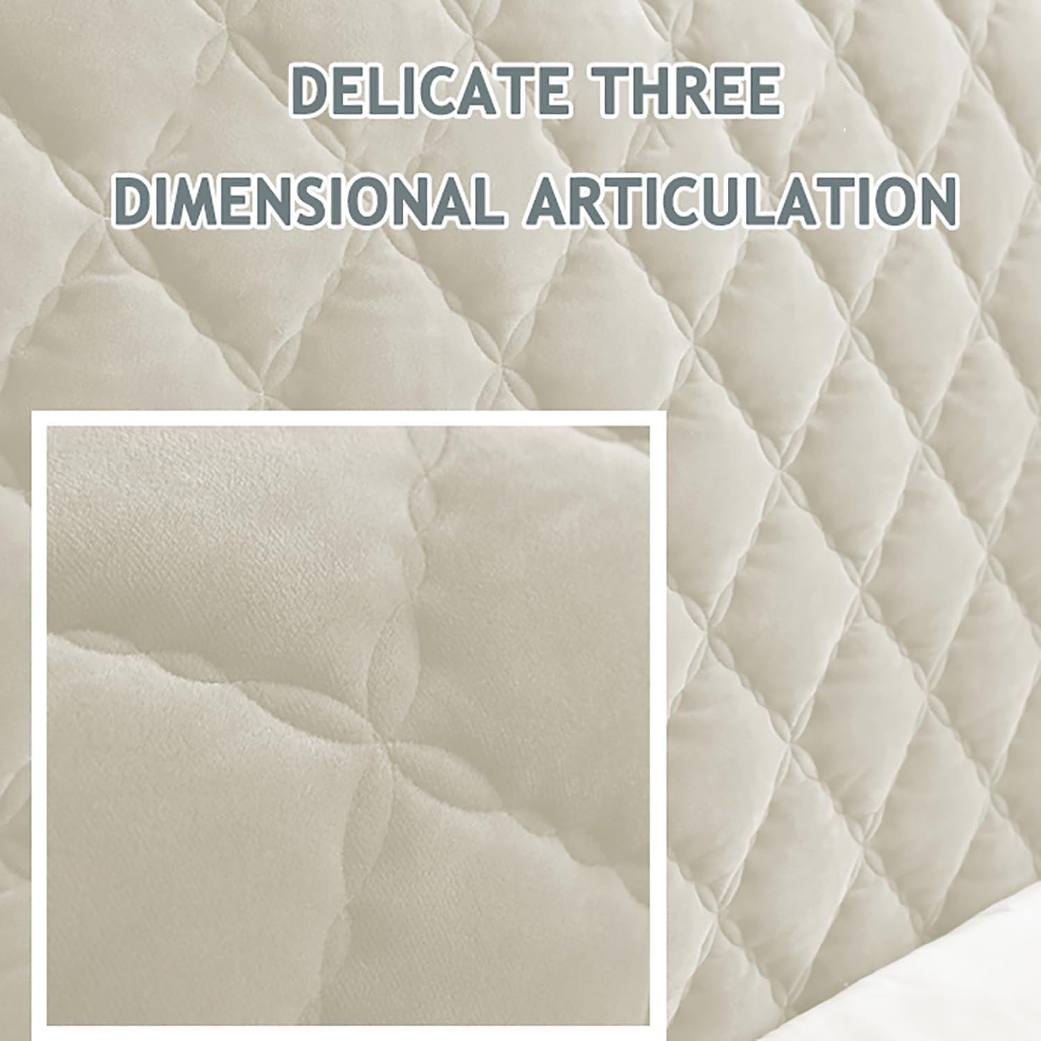 Thicken Bed Headboard Cover, Stretch Bed Headboard Coverfor Full Queen Cal King Size, Washable Bed Headboard Slipcover Dustproof Protector Cover for Bedroom Bed Headboard,Beige,Queen:59.0in