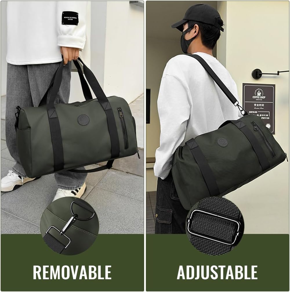 GUSTAVE® Gym Bag for Men with Footwear Compartment, Fashion Oxford Cloth Waterproof Duffle Bag Removable Shoulder Strap Travel Luggage Bag, 46x20x26cm