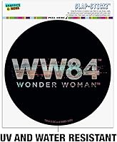 Vista 2 de Wonder Woman 1984 Glitchy 80s Logo Automotive Car Window Locker Circle Bumper Sticker