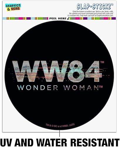 Miniatura 2 de Wonder Woman 1984 Glitchy 80s Logo Automotive Car Window Locker Circle Bumper Sticker