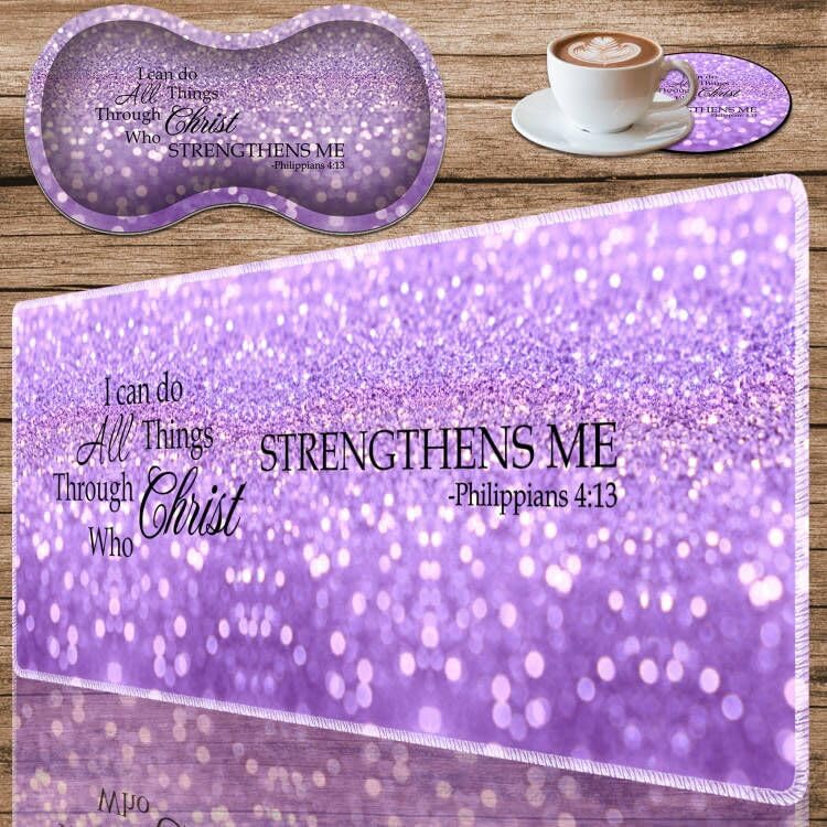 Desk Pad Mat Wrist Rest Pad Coasters Set, Durable Office Desk Mat 31.5"x 11.8", Large Gaming Mouse Pad Extended Non-Slip Rubber Base Keyboard Pad For Laptop & Home, Bible Verse
