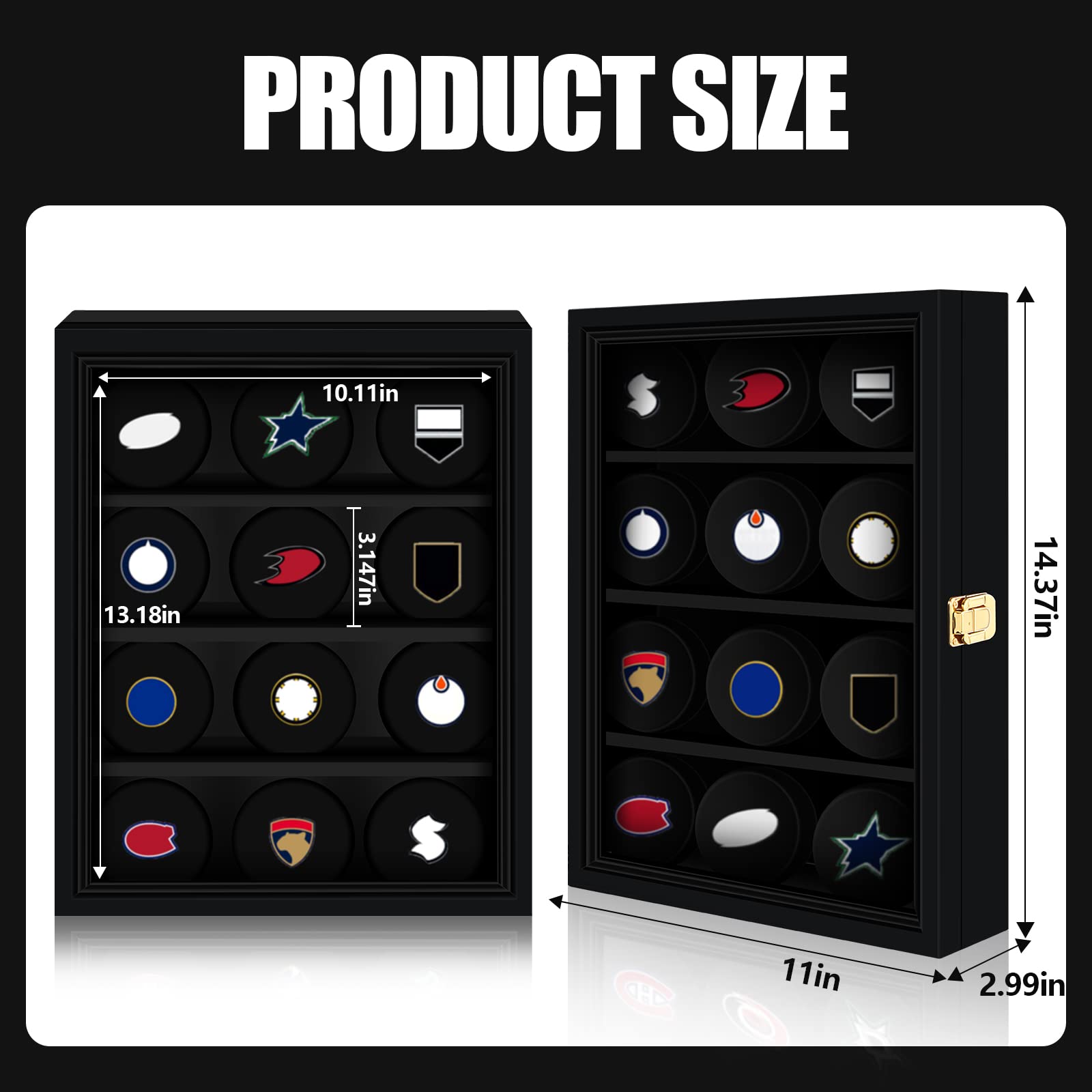 Hockey Puck Display Case Wall Mount Puck Holder Lockable Wall Display Case Cabinet Shadow Box for Collectibles Memorabilia