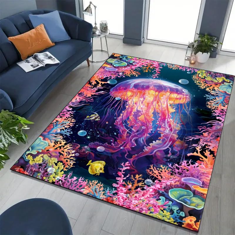 Tapete decorativo rectangular océano 4x6ft lavable miniatura 1