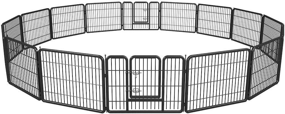 Pet Playpen Exercise Pen Dog fence Animal Kennel Cage Yard Travel Camping Wire Metal Portable Folding Indoor Outdoor Crate for Dogs with Door 24inches 8 panels and 16 panels