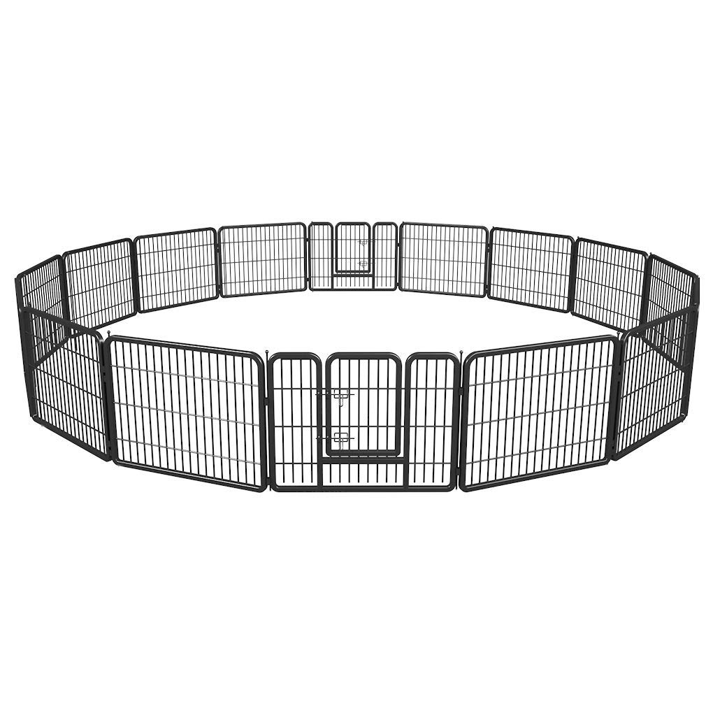 Pet Playpen Exercise Pen Dog fence Animal Kennel Cage Yard Travel Camping Wire Metal Portable Folding Indoor Outdoor Crate for Dogs with Door 24inches 8 panels and 16 panels