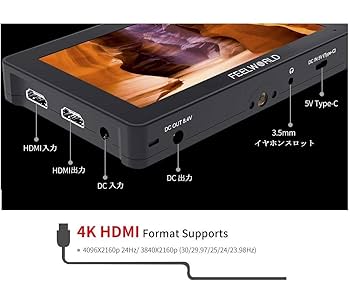 Amazon | Feelworld F5 Pro V4 6インチ3D LUTタッチスクリーン