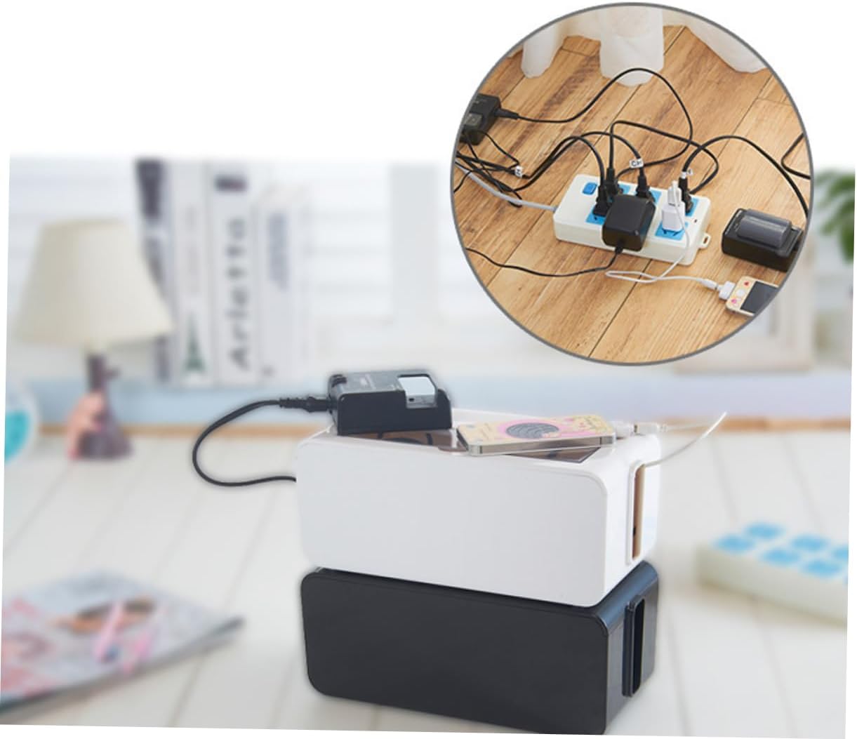 KICHOUSE Box Plastic Organizer for and Charger Cables Household Cord Storage Case Cover for for Office and Home Use