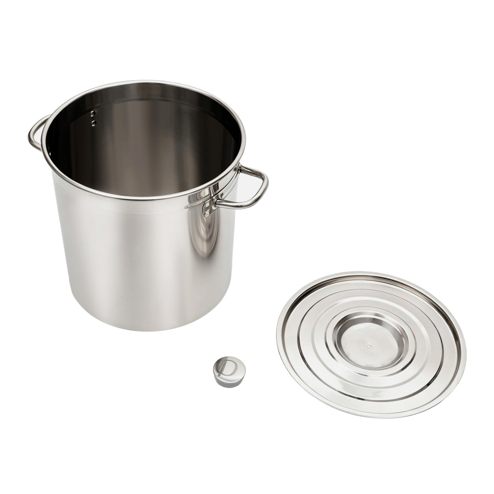 Olla de acero inoxidable 35L, olla de acero inoxidable de gran tamaño, con tapa, cocina de gran volumen, uso intensivo, fondo grueso de 1 mm, perfecta para caldos, ideal para familias numerosas