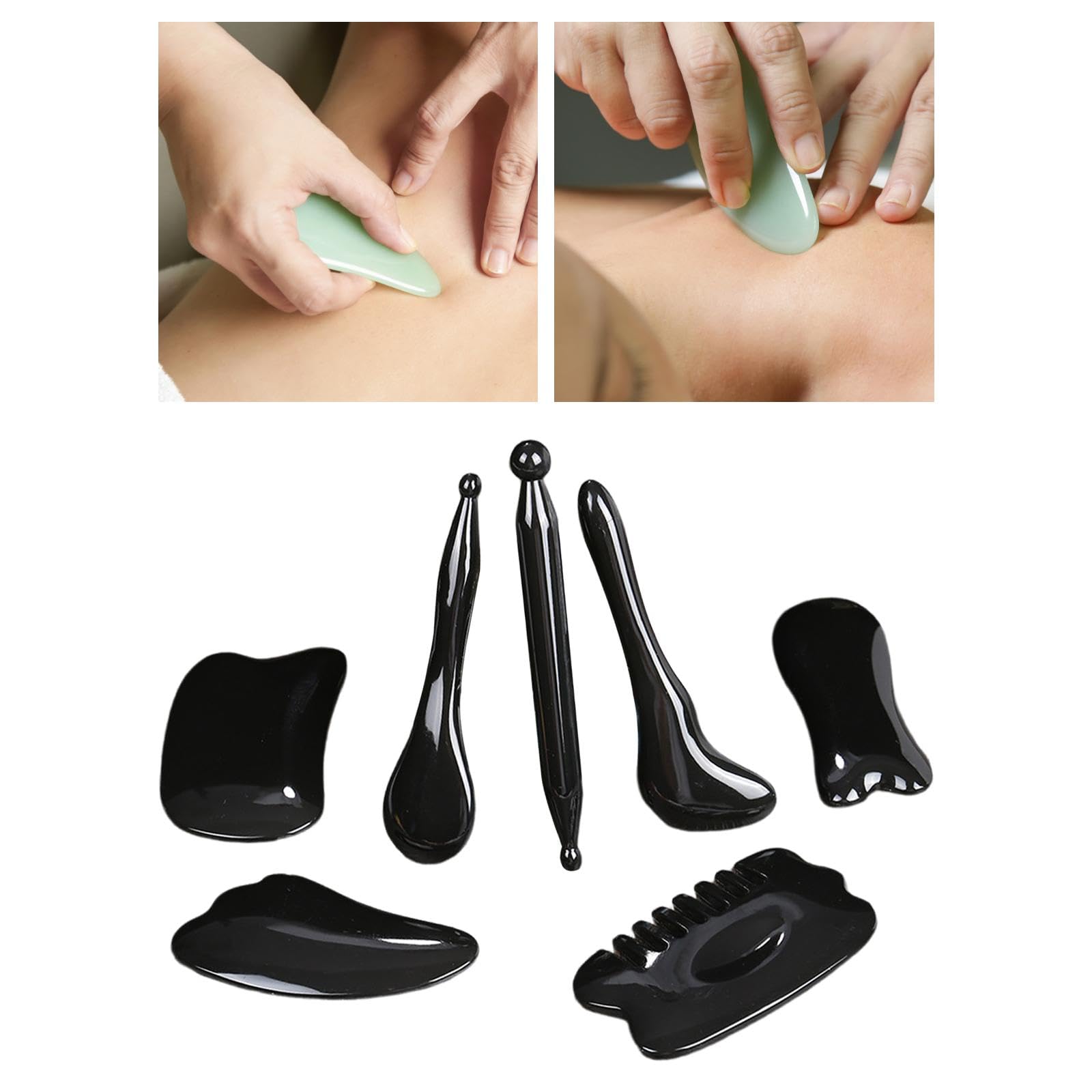 Herramienta de Masaje Gua Sha de Resina de 4x7 Piezas, Manual, para Un Lifting Facial Y Una Tez Hermosa. Tabla de Masaje Gua Sha, 4 piezas