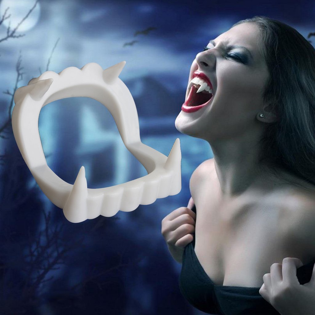 12 Dents De Vampire Halloween - 6 Blanches + 6 Fluorescentes - 6x4.5 Cm - Pour Costume Dracula, Loup-garou