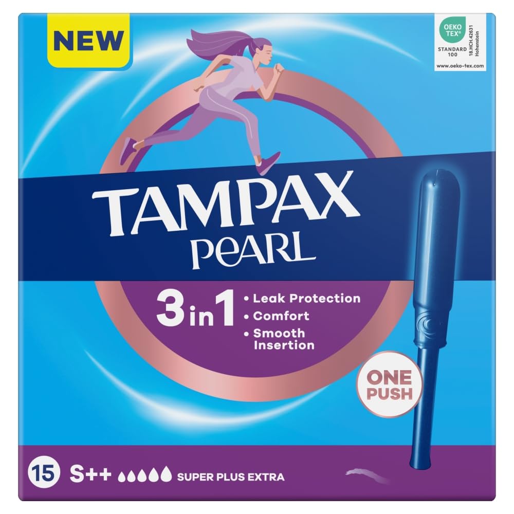 Tampax Pearl Super Extra Plus Tampons avec applicateur, 15 pièces