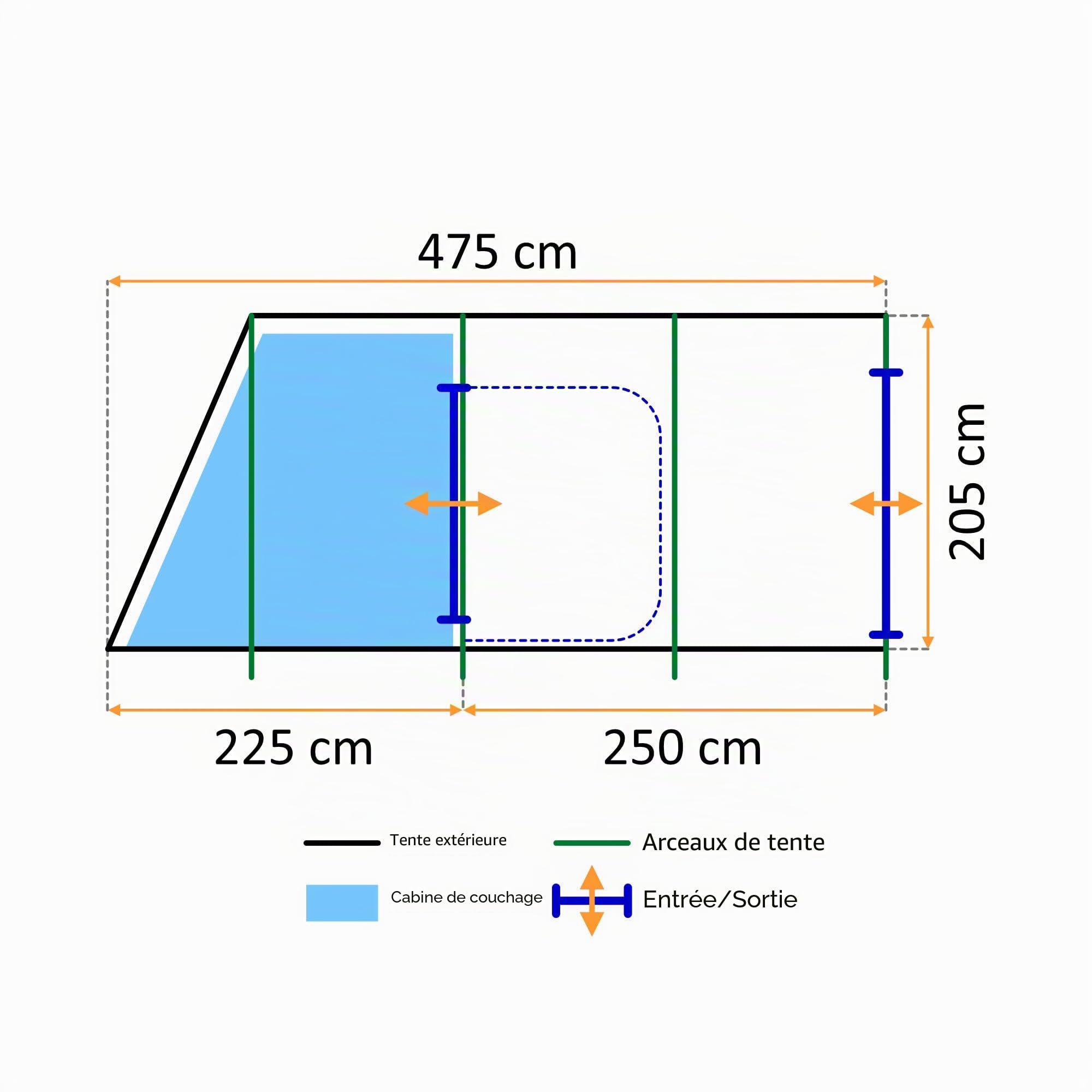 CampFeuer Tente Tunnel pour 4 Personnes « TunnelX » | Tente Tunnel avec auvent | Coupe-Vent, imperméable, Ultra légère | Tente de Camping avec moustiquaire | Tentes pour Camping, extérieur, Plage et