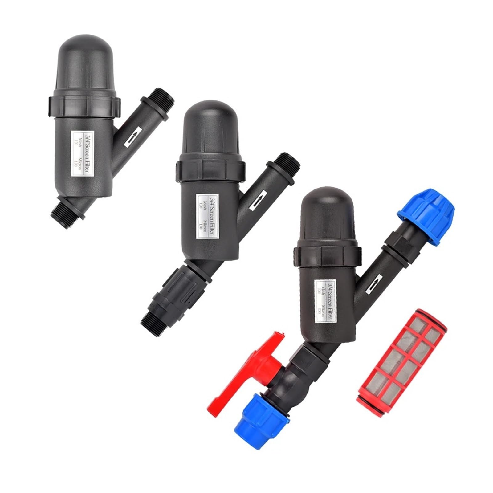 Générique 1 Jeu de Filtre à Eau à Maille mâle 120 Mailles 3/4 "1" avec connecteur de Robinet à Bille en Plastique 25/32mm for l'irrigation du Jardin agricole(E)