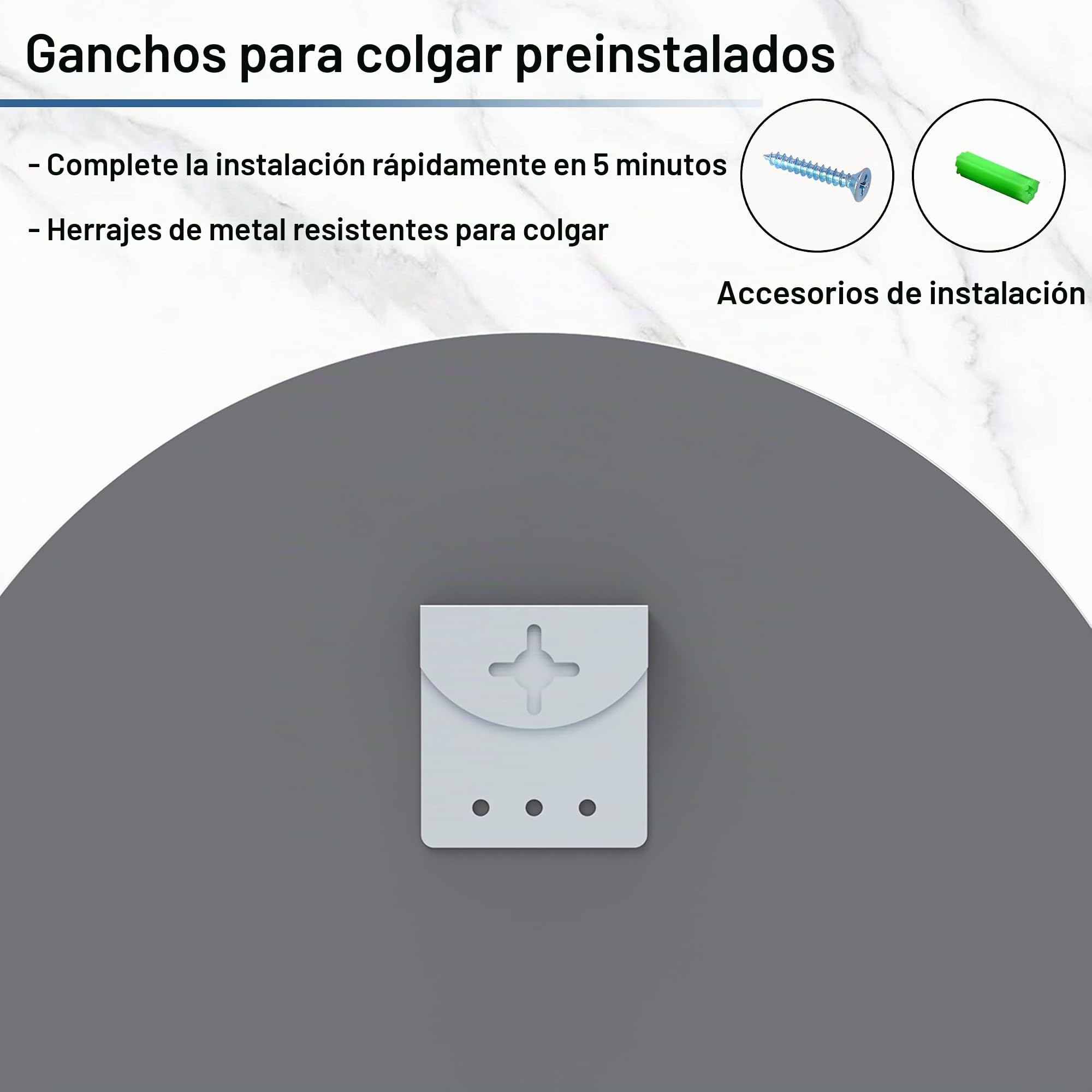 ANYHI Espejo de baño moderno sin marco, espejo de pared redondo de 55 cm para decoración del hogar, diseño de borde biselado