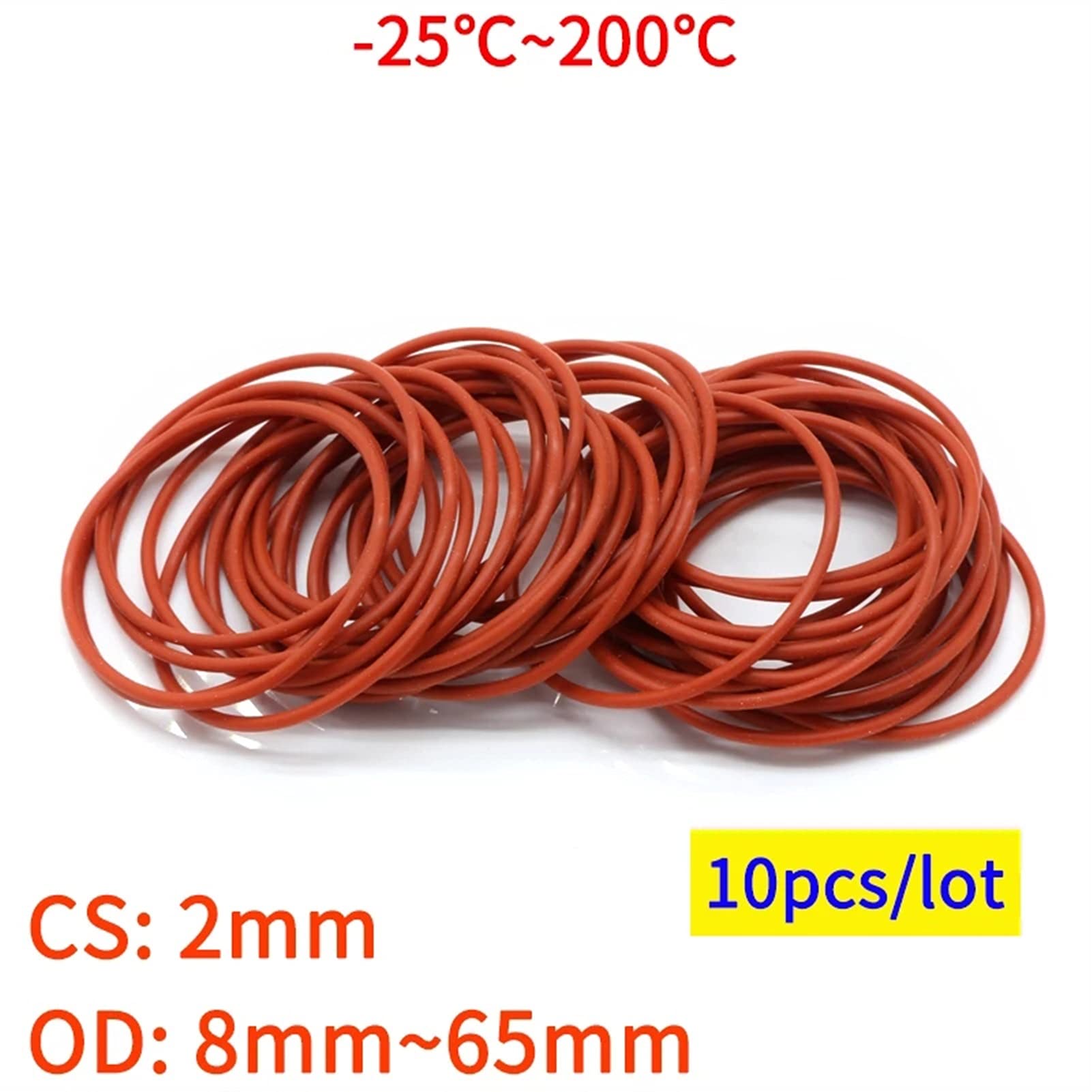 Junta de Anillo de Silicona Rojo 10pcs. CS CS 2 mm OD 8~65mm o Anillo de Caucho Sello de presión a presión Junta tórica de la Junta tórica de la Junta de Alta Temperatura para Bricolaje Mantenimient