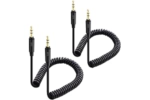 Cable Matters 2-Pack 3.5mm Coiled Stereo Audio Cable, 2-4 Feet