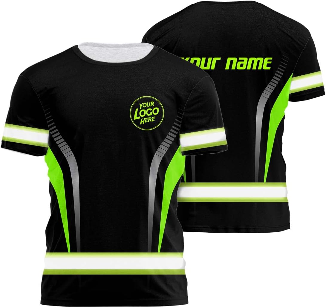 Company, Team Uniform High Visibility Shirt for Men Safety Shirt Custom Logo Name with Reflective Tapes AMZ02