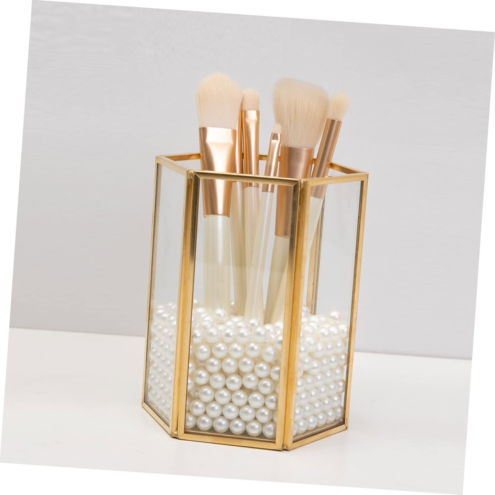 Ipetboom Organizer Trasparente Ampia Capacità Pennelli Trucco per Contenitore Cosmetici in Vetro Resistente, Porta Pennelli e Regalo da Scrivania per Uso Domestico per Donne