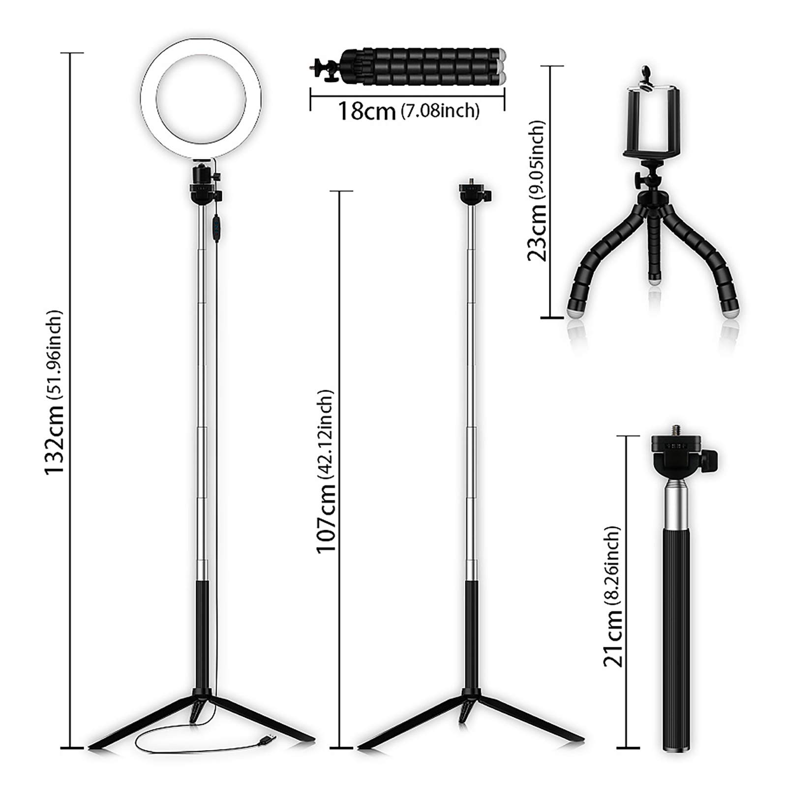 Selfie Luce ad Anello con 2 Regolabile Basamento del treppiedi e Supporto del Telefono, LED dimmerabili Desktop di Bellezza Selfie Luce per Youtube Video, in Diretta, Trucco