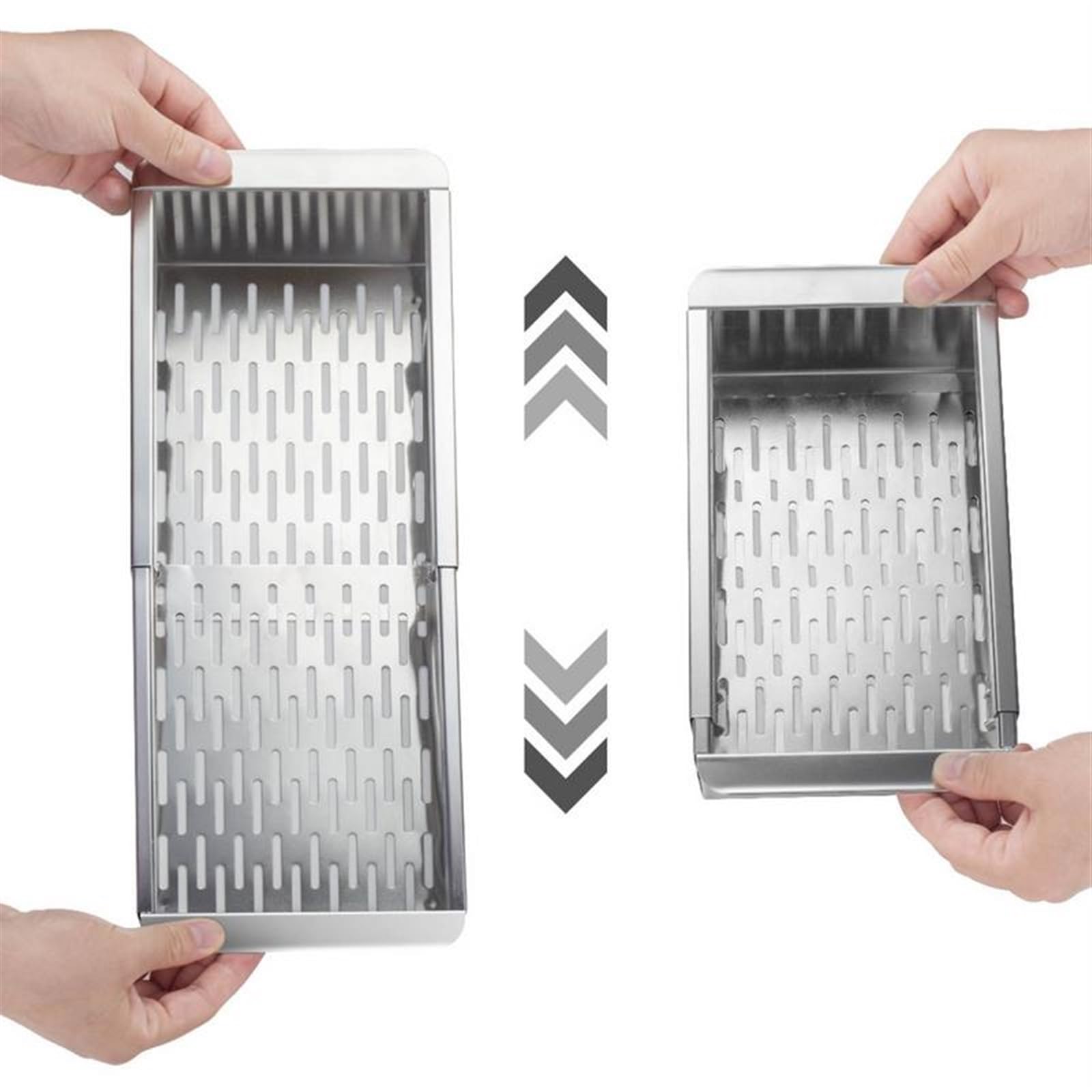 GUYANA Colador De Cocina Cesta de Filtro Plegable de Acero Inoxidable, Lavado de Frutas y Verduras Extensible, Filtro de Fregadero de Cocina Colador