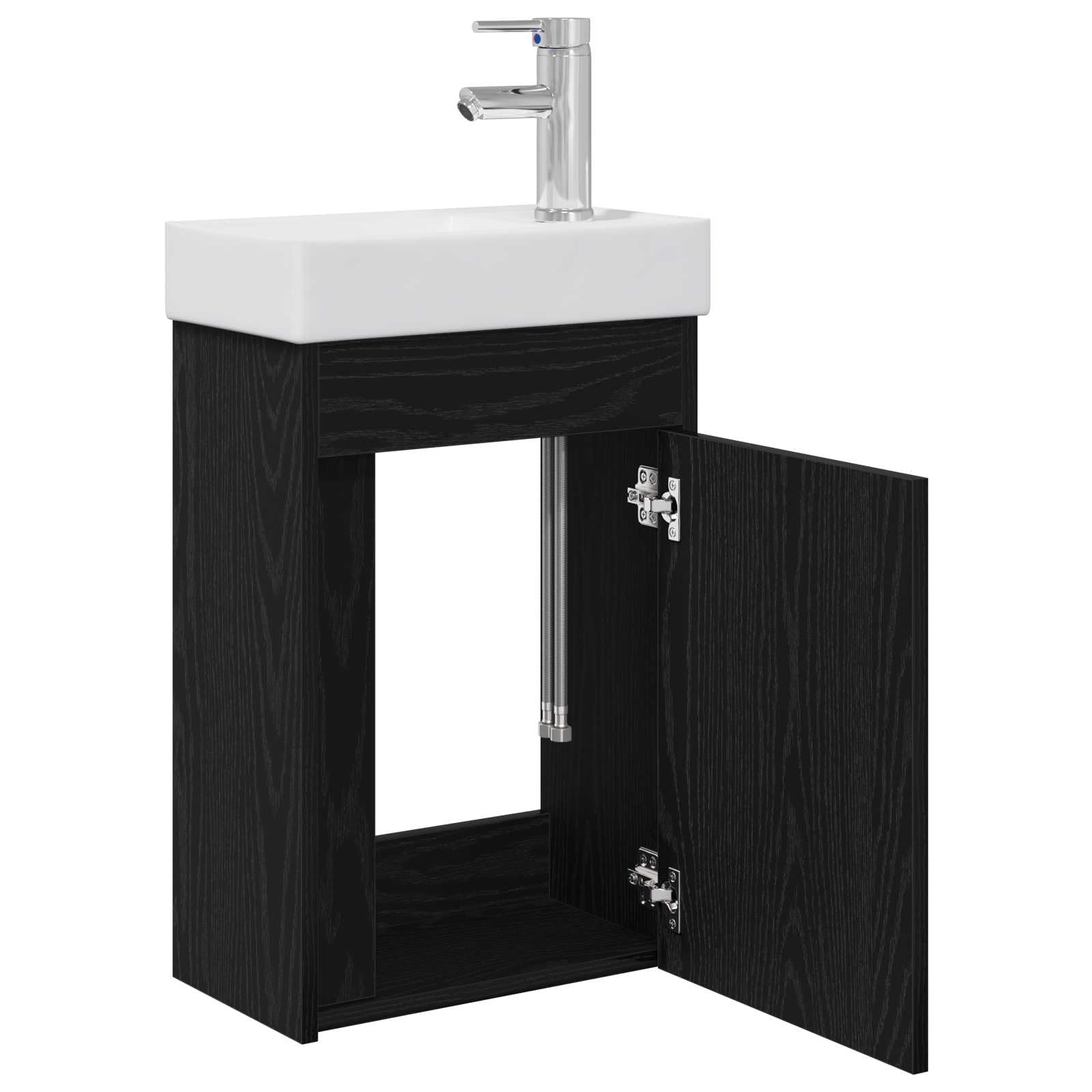 Lavabo con lavabo y grifo, 40,5 cm, roble negro