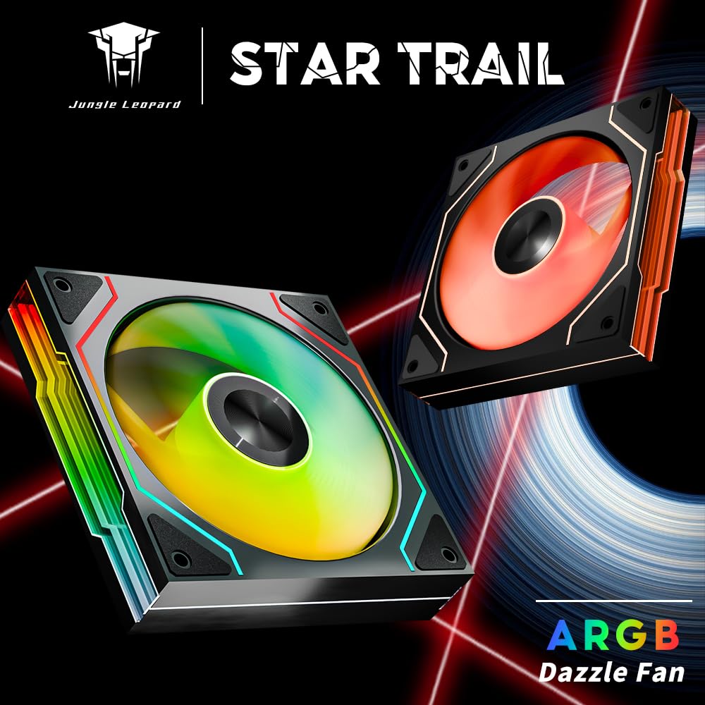 Amazon.co.jp: Jungle Leopard Star Trall  ARGBコンピューターケースファン、両面インフィニティミラーデザイン冷却ファン、120mm CPUケースファン PWM 800~1850RPM  58.36CFM 2.07mmH20 HDBベアリング PCケース&CPUクーラー用 : パソコン・周辺機器