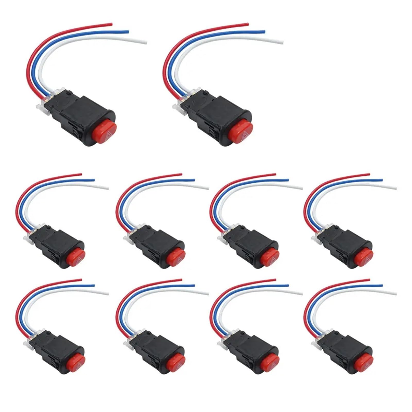 Interrupteur de guidon de moto Lot De 10 Interrupteurs D'avertissement Universels Pour Moto 12 V-24 V 5 A Double Flash Et Feux De Détresse Pour Pièces De Rechange, Bouton De Fin D'allumage