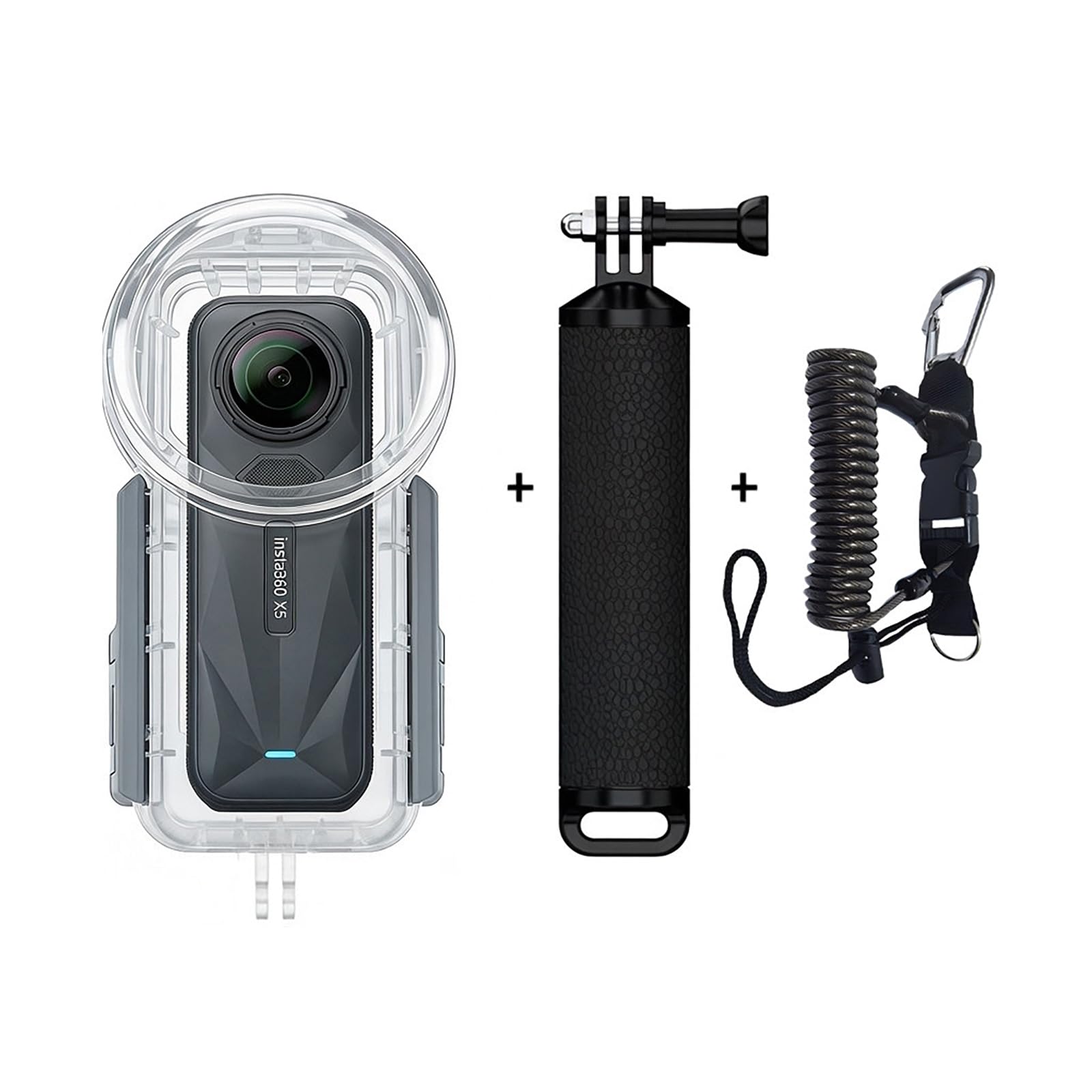 Sea frogs Carcasa impermeable para Insta360 X5, 50 m, revestimiento antirreflectante, material de policarbonato a prueba de golpes, con base tipo Y (OPT-360X5-set 2)