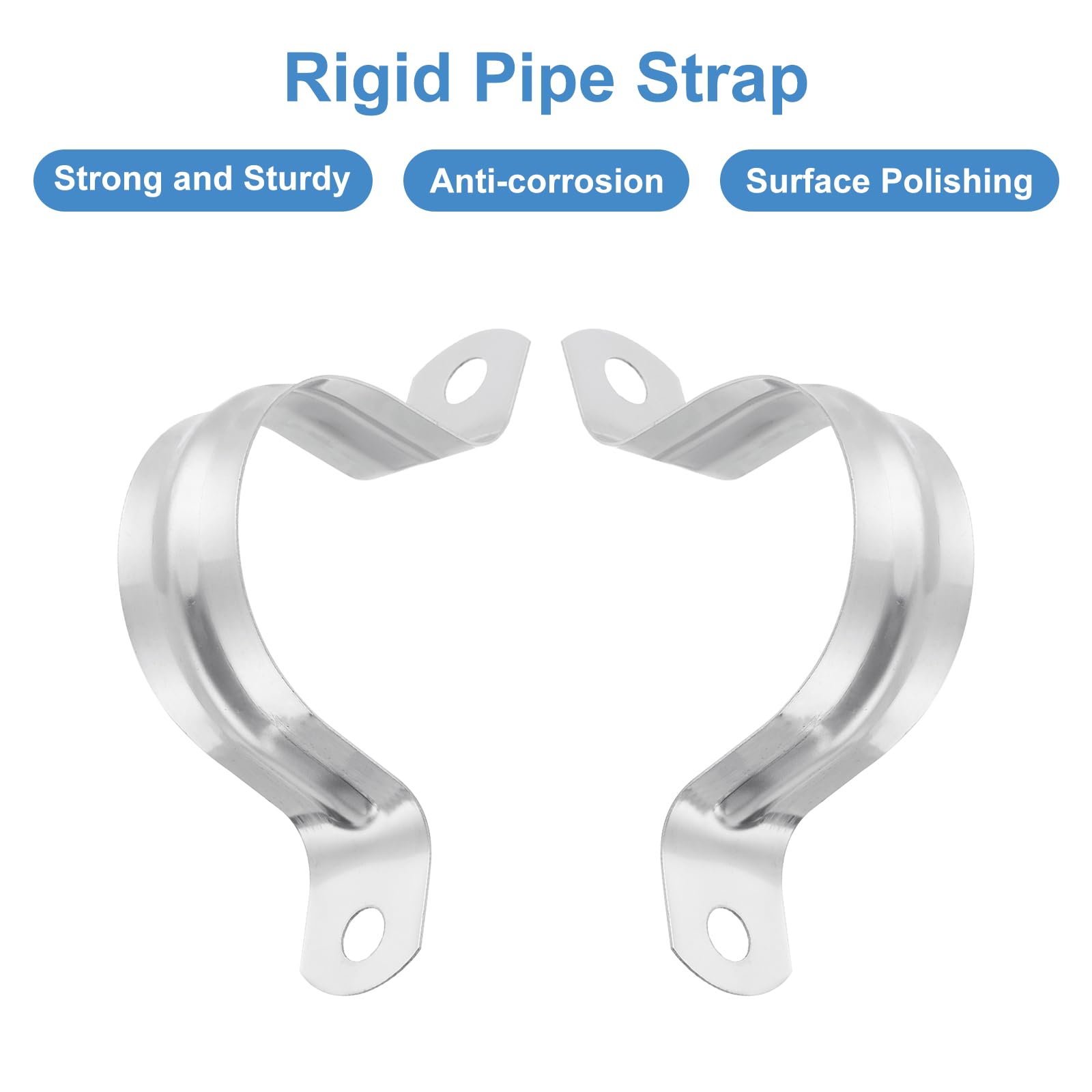 Uxcell 40Pcs 16mm (5/8") Stainless Steel Double Line Clamps – Single Hole M-Type Rigid Pipe Strap For Wire, Pipe, Cord (Polished Finish)
