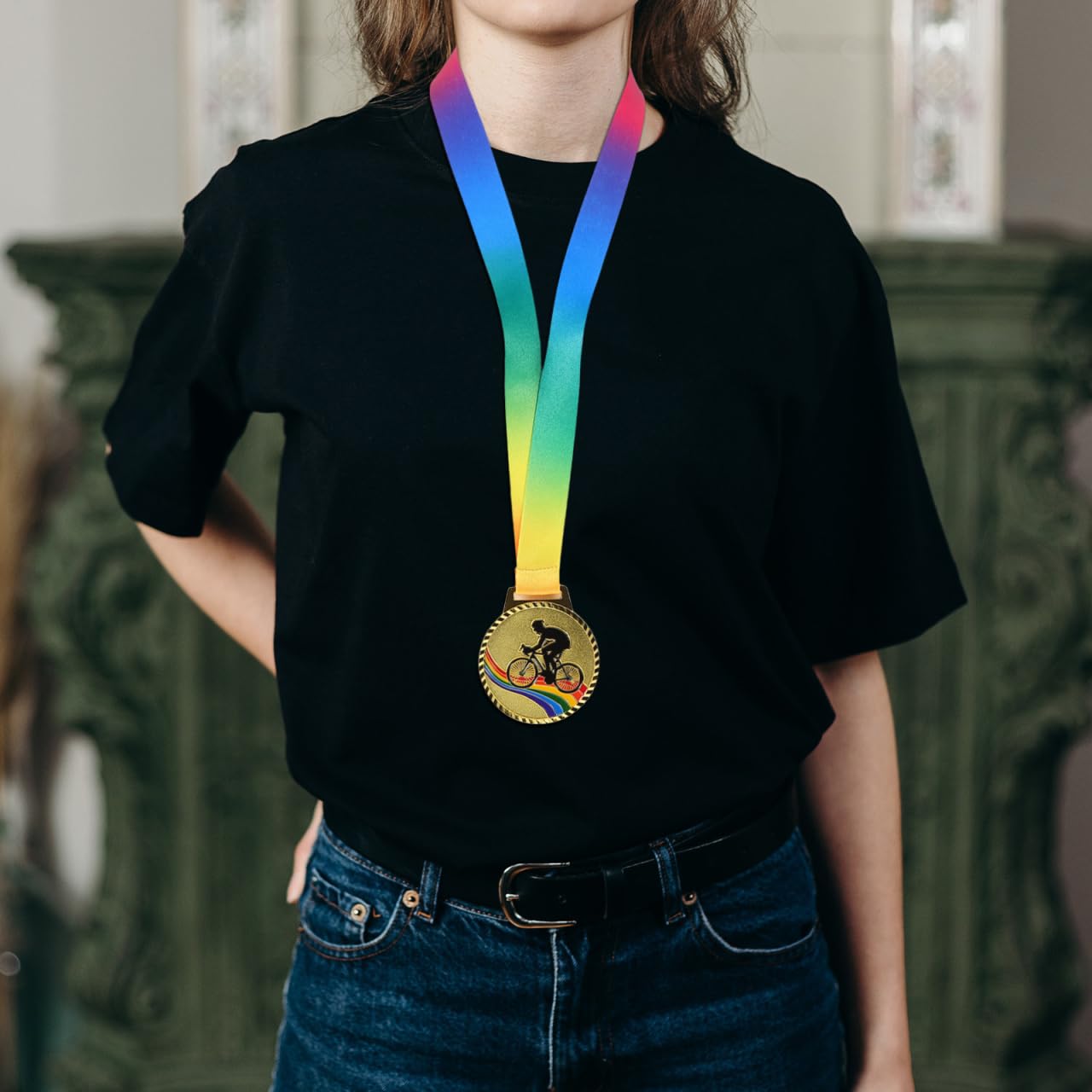 HEMOTON Medaglia Trofeo Ciclismo Oro 1 ° Posto Premio Per Corsa E Feste Sportive Medaglia Per Prestazioni Eccezionali Nel Ciclismo