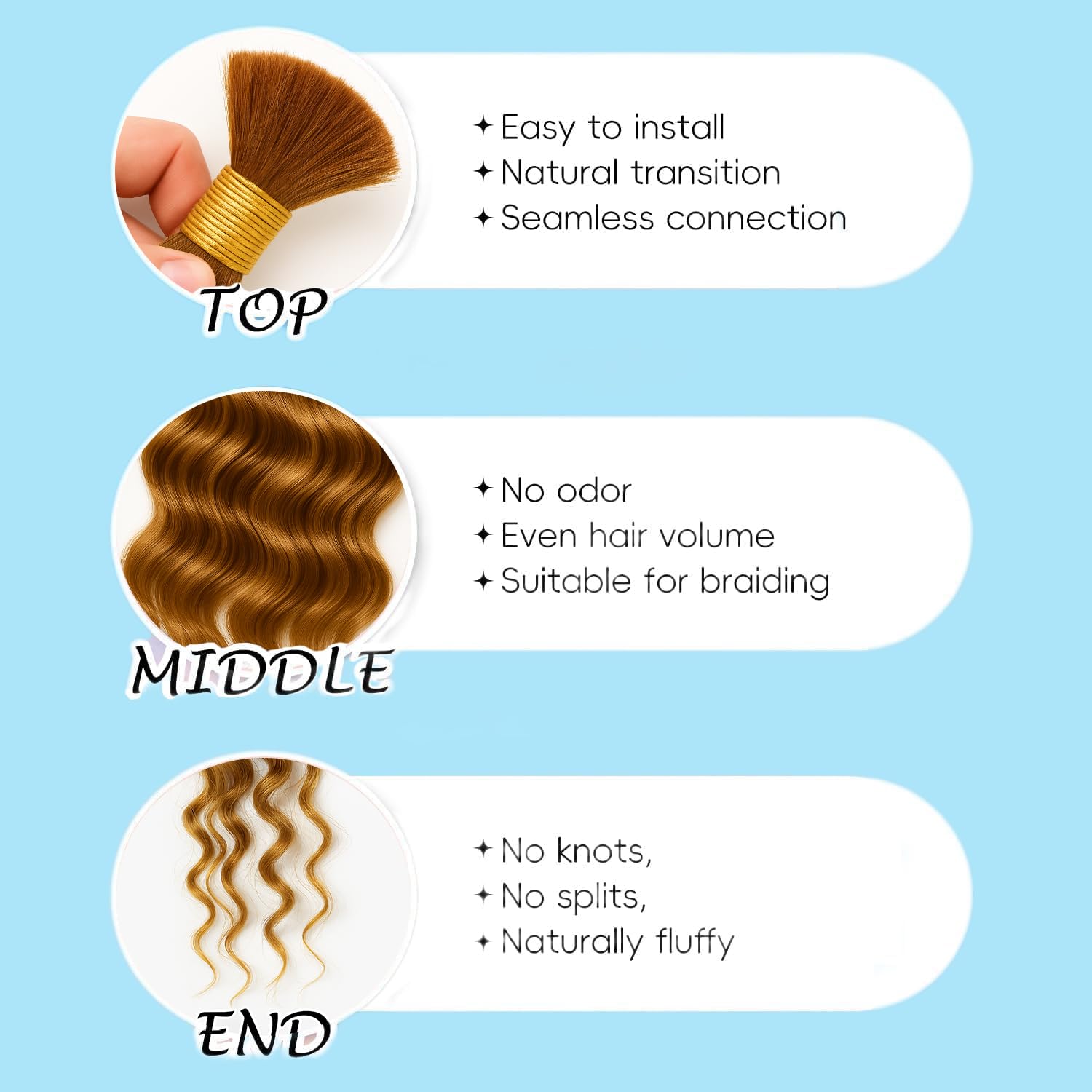 Human Braiding Hair for Boho Braids Hair 50g/1 Bundle Deep Wave Bulk for Braiding No Weft 100% Unprocessed Brazilian Virgin Human Hair Extensions Bohemian Knotless Braids #27 Color (20 inch/50g) - Image 4