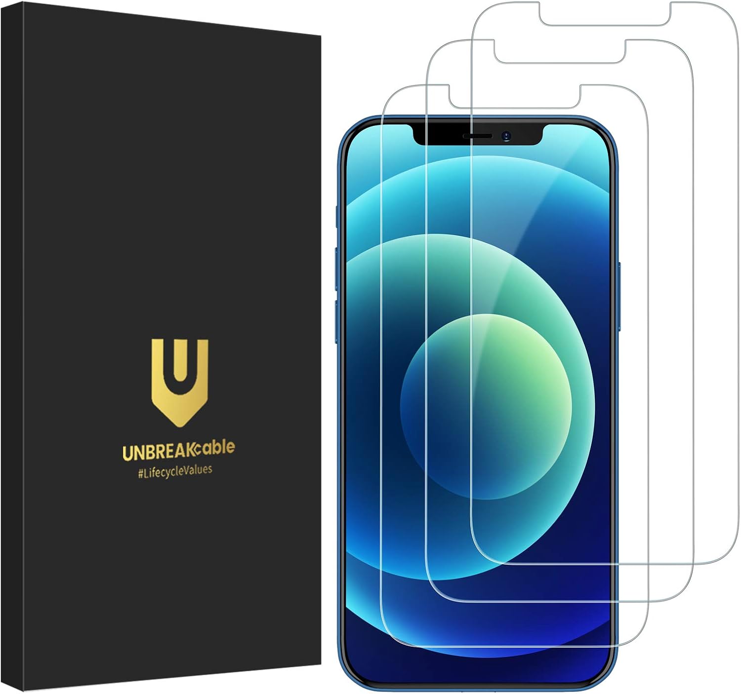 UNBREAKcable Screen Protector for iPhone 12 Pro/ 12 [3Pack],9H