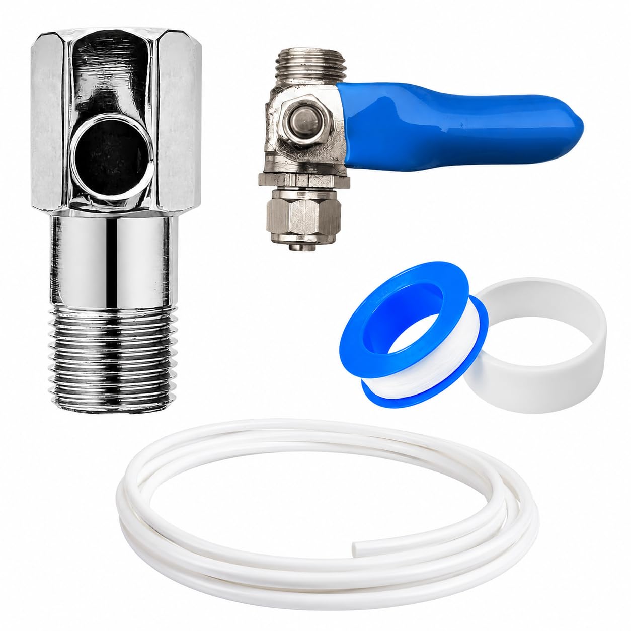 Konvio Neer Stainless Steel Inlet Valve/Connector, 1/4" (6mm) Connection, Teflon Tape with 1/4" Pipe For RO/UV/Water Filter Purifier (DV Set)-image-20