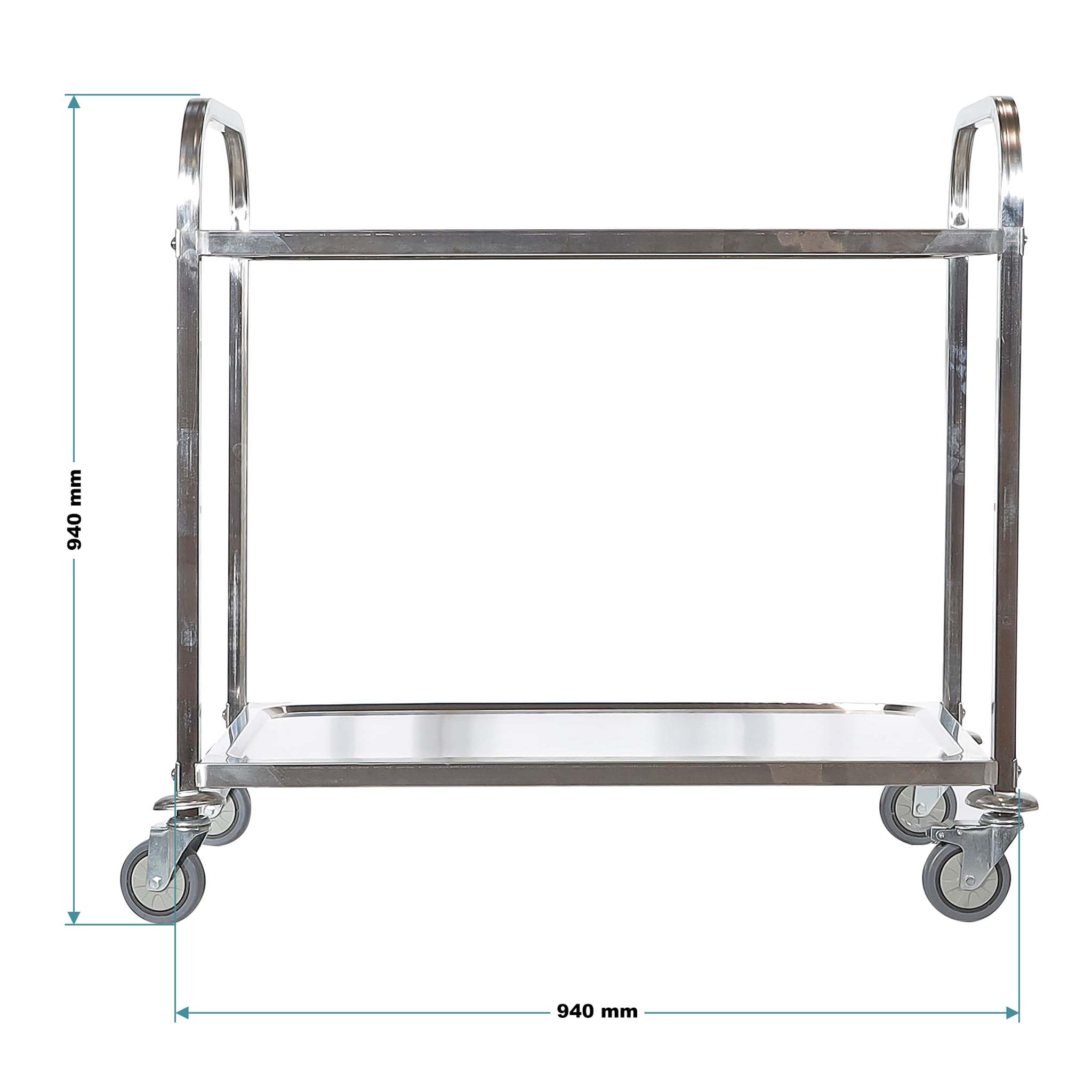 Wiltec Carrello portavivande in acciaio inox 2 ripiani freni max 150kg Carrello da cucina