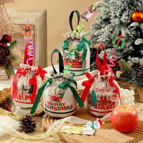 24 pitillos navideños decorativos con 2 cepillos de limpieza miniatura 4