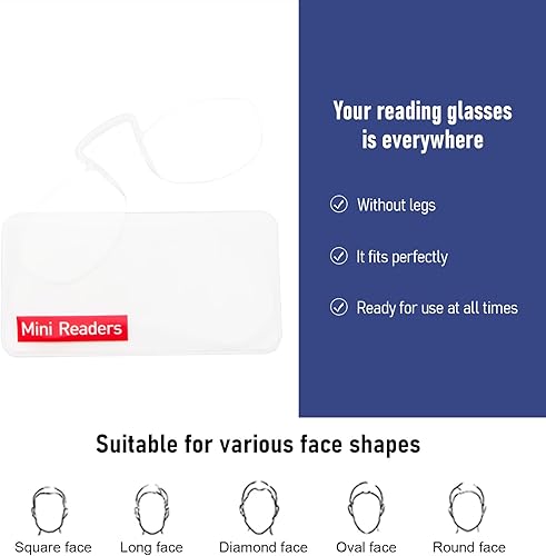 Miniatura 3 de DXYXYO Gafas de lectura delgadas sin brazos para hombres y mujeres, mini lectores de nariz ligeros sin patas con clip, paquete de 3