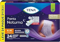 Tena Pants Noturna, Roupa Íntima para Incontinência Urinária, P/M - Leve 24 Pague 21 unidades