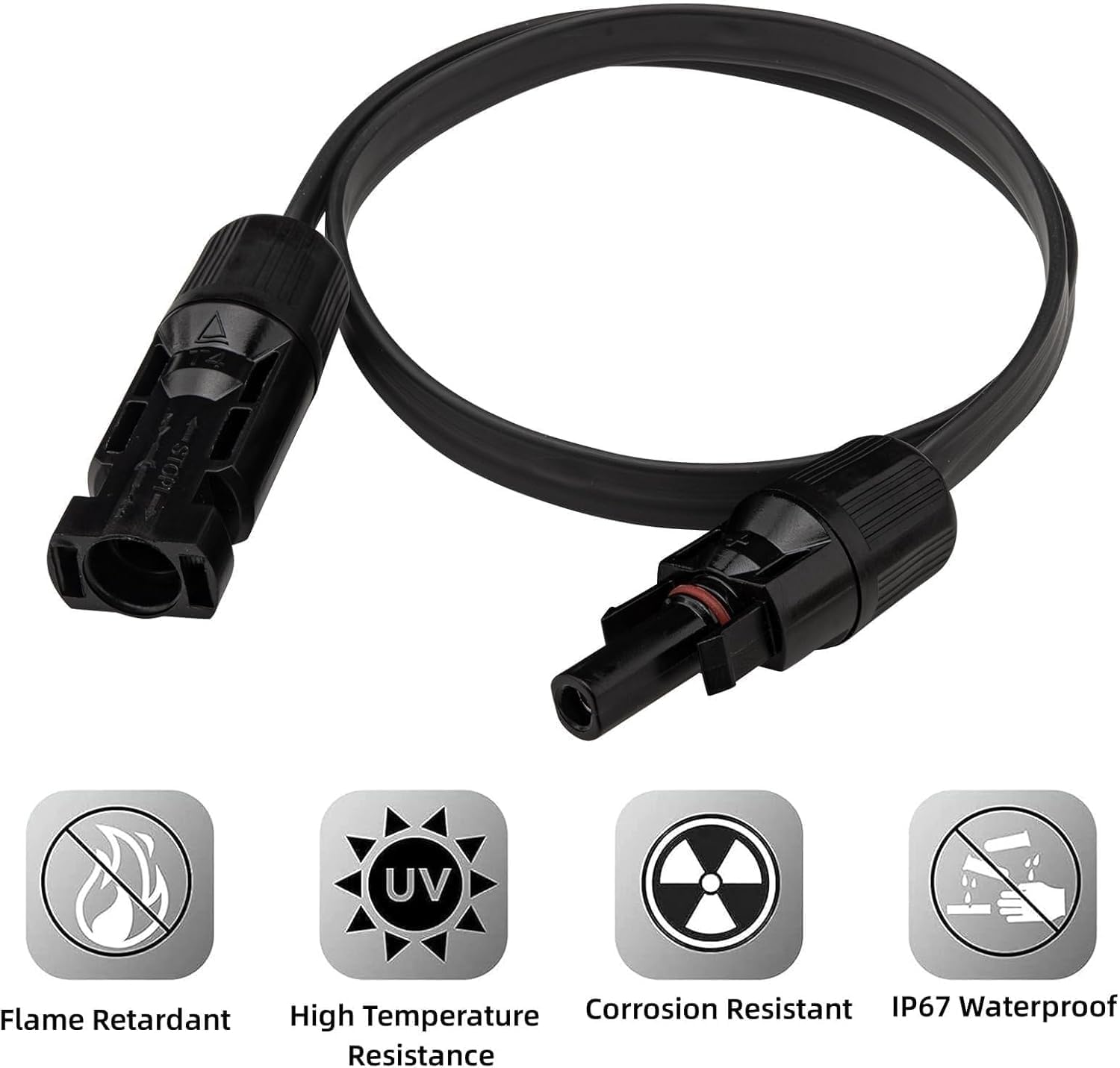 2 Stück 2M Solarkabel Fensterdurchführung, Solarpanel Flachkabel 4mm² PV Flach Solarkabel Flexibel mit Stecker und Kupplung für Balkonkraftwerk
