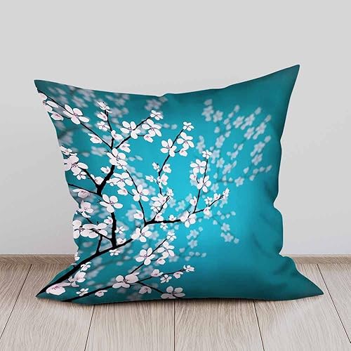 Miniatura 3 de Beabes Almohadas decorativas cuadradas con diseño de cerezo en acuarela para sofá o cama, 18 x 18 pulgadas, para mujeres, hombres, niños y niñas,
