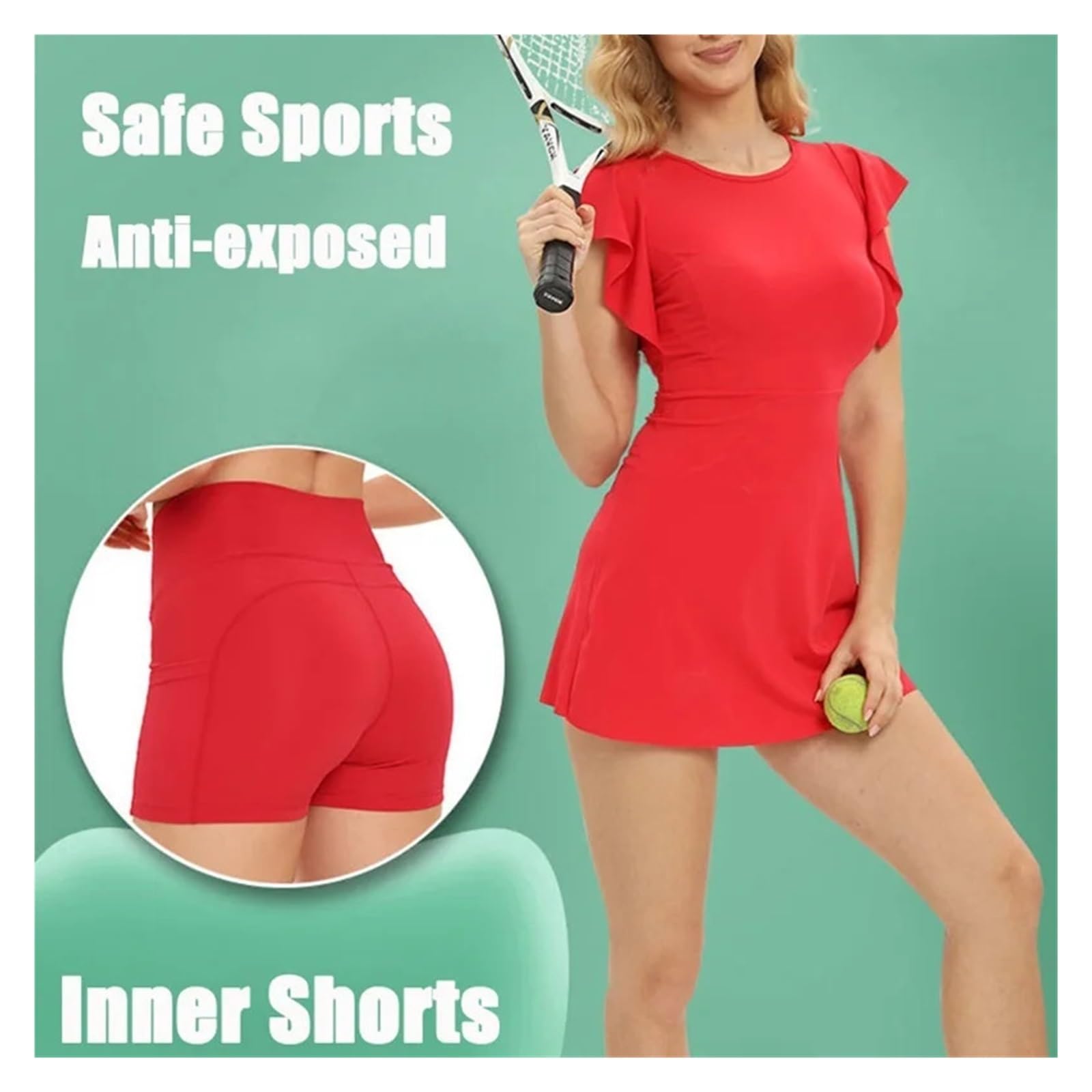 Ropa Padel Mujer Vestido de Tenis y Golf, Pantalones Cortos Deportivos con Bolsillos, Traje de Yoga de una Pieza for Chica de Gimnasio(White,S)