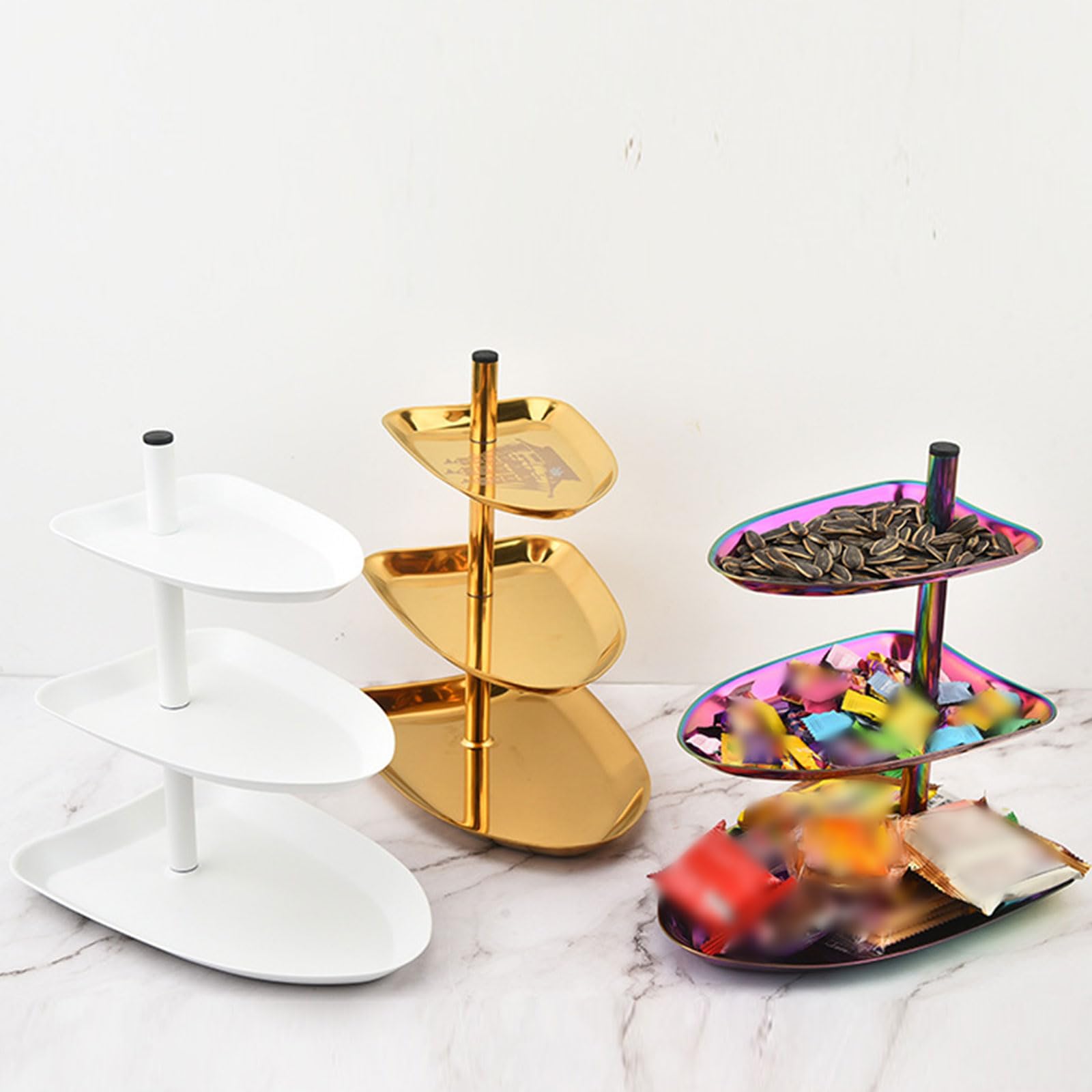 430Stainless Steel Food Presentation Tray Multilayer Designs Multilayer Dessert Holder For Appetizers Dessert And Fruits