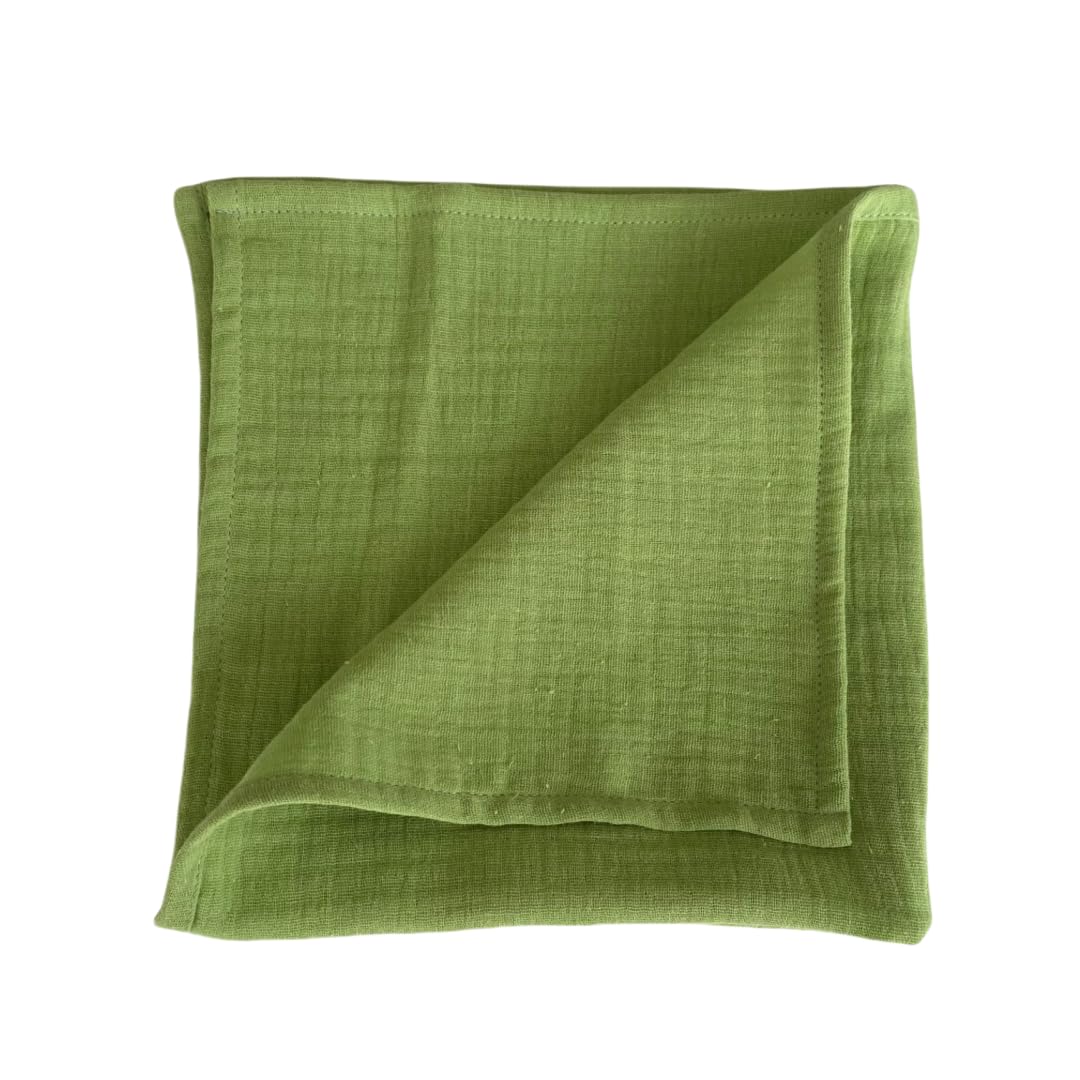 Serviettenstoff 12 Stücke Doppellagiges Baumwollserviettentuch 40X40Cm Stoff Tischset Dekoratives Geschirrtuch Pad Krepp - Grasgrün