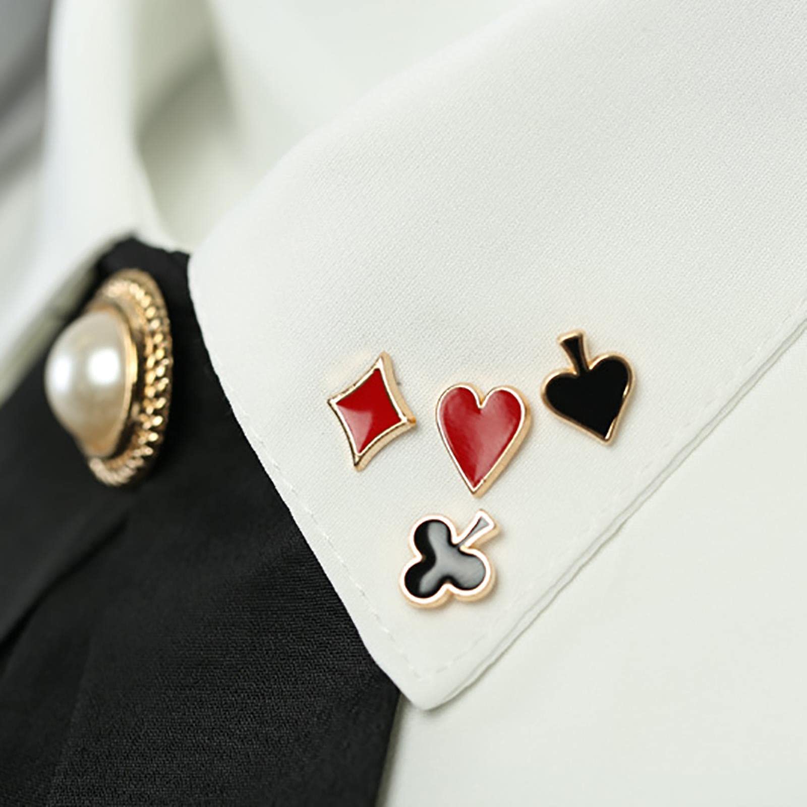 8 Pcs Ensemble Poker Thème Épinglette Heart Brooch Enamel Pin Badge Fashion Pour Femmes Hommes Costume Robe Décoration Jeu De Cartes Collier Épingles