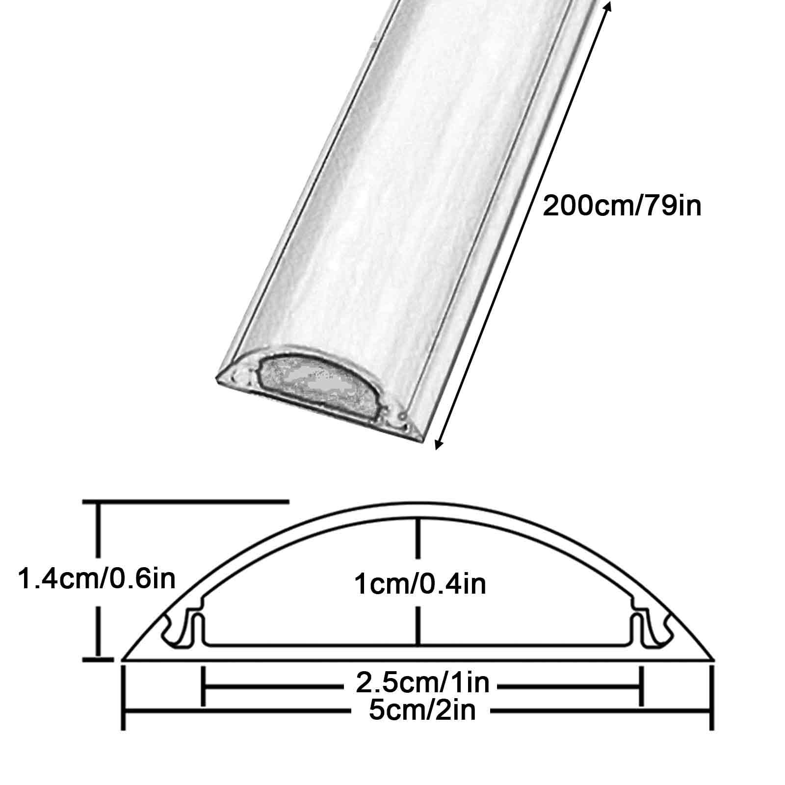 Pasacables Suelo, Protector de Cables para TV de Pared, Cubiertas de Suelo, Pasacable de Plástico, Reverso Autoadhesivo, Cubierta de Cable, Reductor Velocidad(Brown,200cm/79in)
