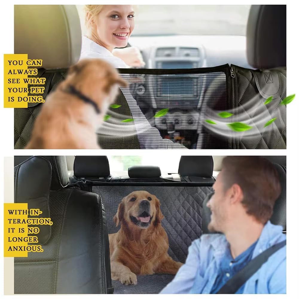 Funda Protector Coche Perros para Jeep WrangIer UnIimited 4(IV) JI 2018-2025 | Funda Protectora para Asientos de Mascotas | con Rejilla Flexible Pasar Aire Impermeable