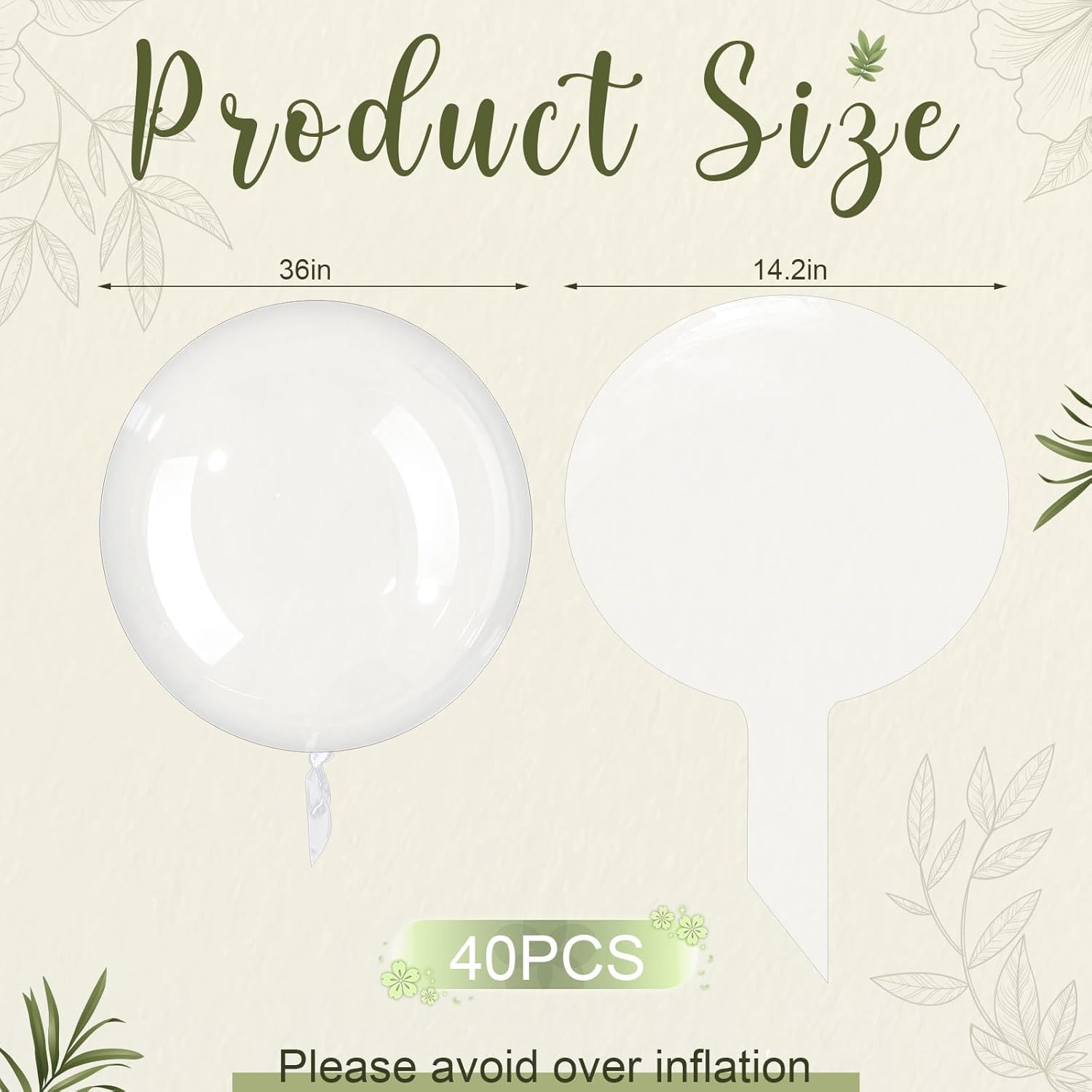 Sumind 40 Pcs Bobo Balloons Clear Balloons for Stuffing Bubble Transparente Burbuja for Valentines Christmas Wedding Birthday Party Decoration (36 Inch)