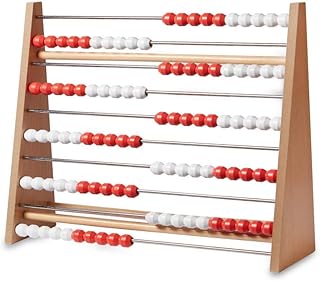 hand2mind 100-Bead Wooden Rekenrek Abacus, Colored Abacus for Kids Math, Wooden Counting Math Manipulatives, Bead Counters for Kids Math, Learn Counting and Numbers, Homeschool Supplies (Set of 1)